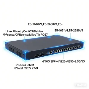 100G Line Rate Security 22Cores Xeon E5 2699A V4 2x100G SFP 8x2.5G LAN 1U Rackmount Server Firewall Router PC Gateway 2 PSU